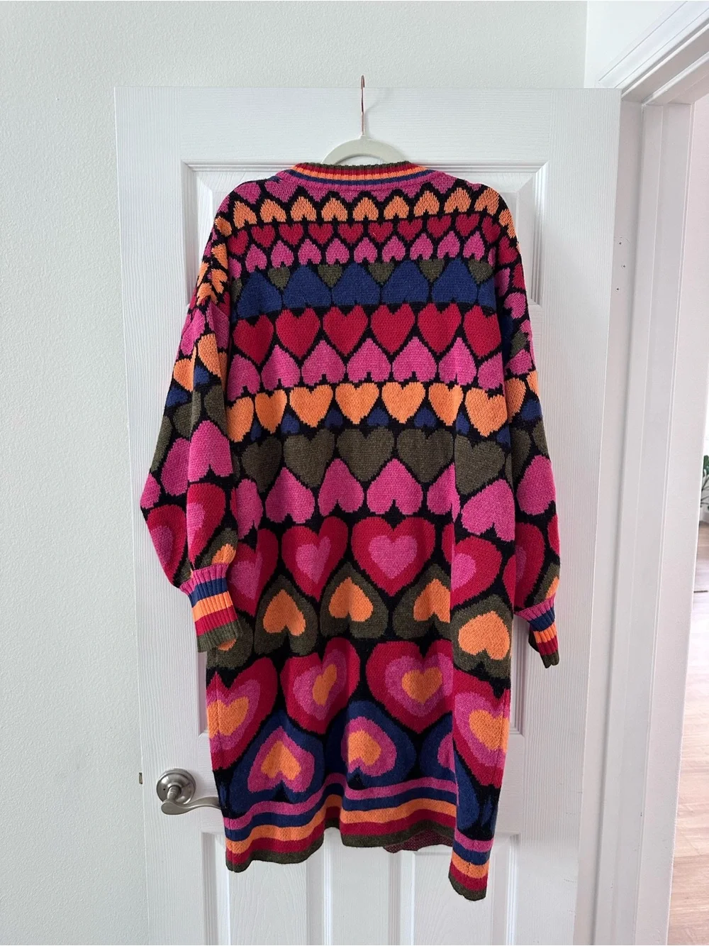 Farm Rio “Full of Hearts” Colorful Open Long Cardigan Sweater - Multicolor - Picture 2 of 5